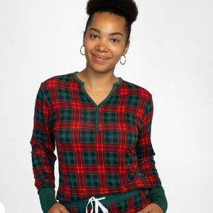Little sleepies bamboo tartan pajama top women’s size XS
